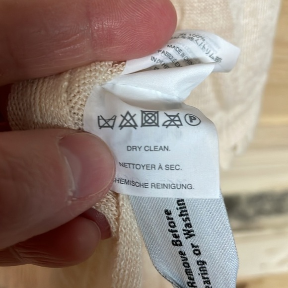 J.Crew Size Medium Cream Color Lightweight with Pom-Pom Hem Crewneck Sweater - Picture 7 of 8